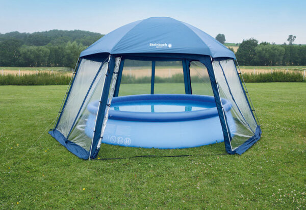Mega Pooldach für Aufstellpools aus wasserabweisenden Stoff mit Fenster Abmessung:  600 x 520 x 280 cm
