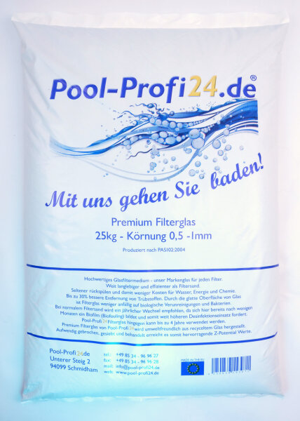 25kg Glasfilter für Sandfilteranlagen 0,5-1,0mm