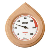 Sauna-Thermometer, Holz Tropfenform